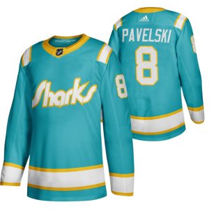 Herren San Jose Sharks Eishockey Trikot Joe Pavelski #8 2020 Throwback Authentic Player Teal